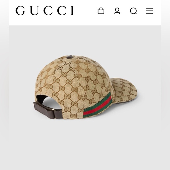Gucci GG Monogram Canvas Baseball Hat With Web & Adjustable Velcro Strap - Picture 5 of 12